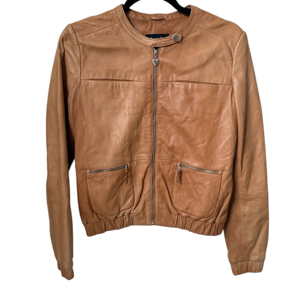 Massimo Dutti Tan Leather Bomber Jacket, size M